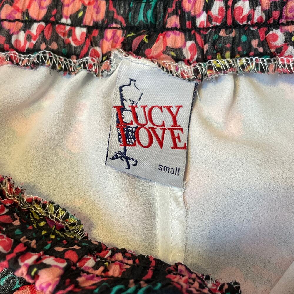 Lucy Love Boho Floral Pink Shorts Crochet Lace Trim Festival Small - Picture 6 of 9